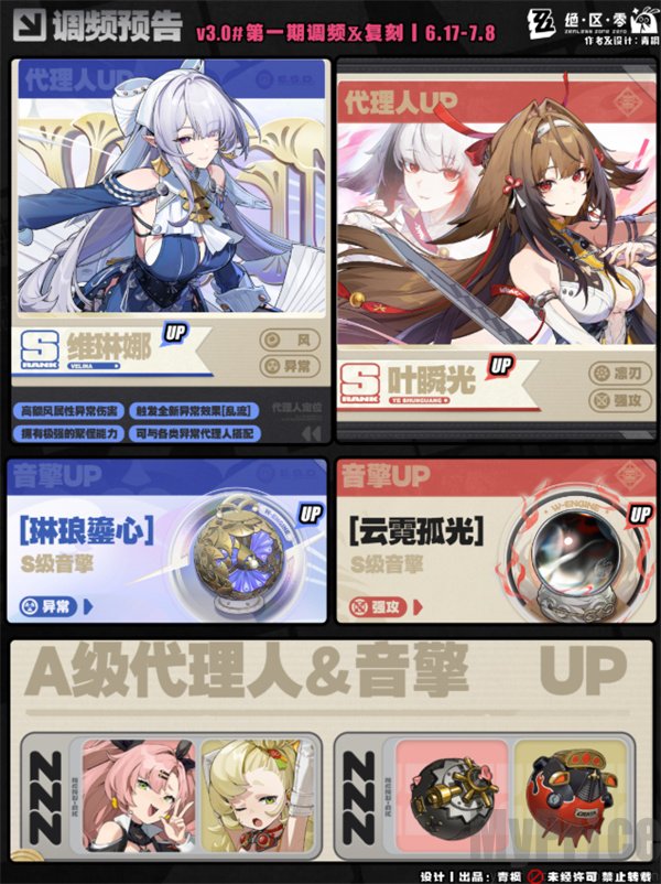绝区零3.0版本资源统计 绝区零3.0版本复刻角色