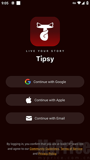 Tipsy Chat启动登录首页