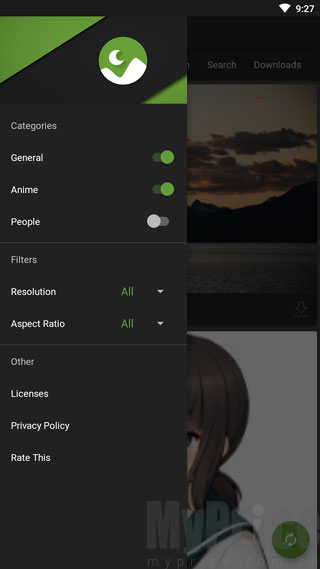 WallHaven侧边菜单栏入口示意图