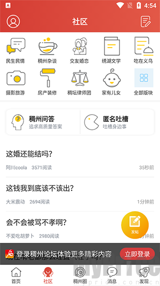 稠州论坛社区功能汇总页面