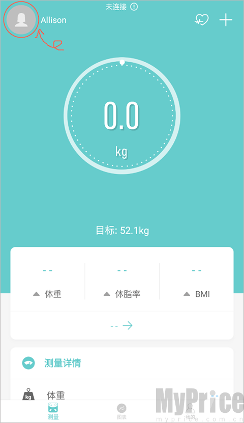 Fitdays首页头像入口位置