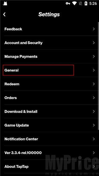 Taptap国际版通用设置页面