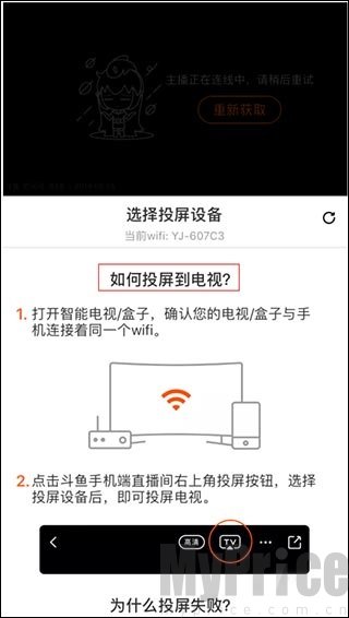 斗鱼APP投屏功能说明页面