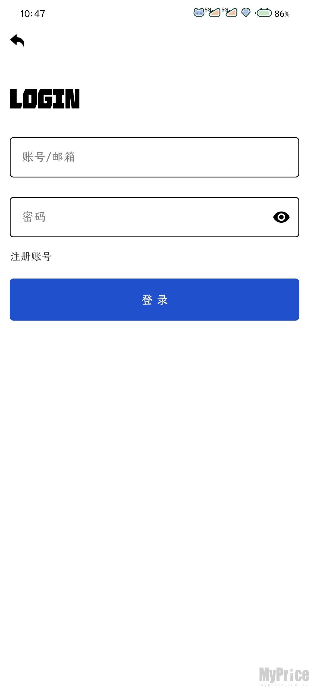 蜜蜂影视App登录页注册功能入口截图