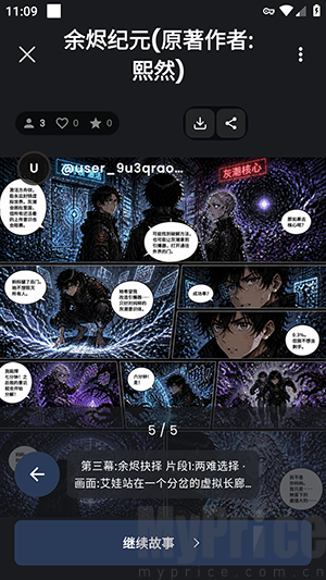Mangii漫画章节下载与二次创作入口界面