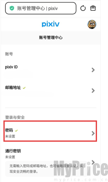 pixiv密码设置入口