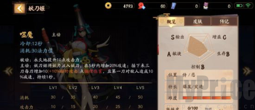 决战平安京腾讯版式神录技能查看页面