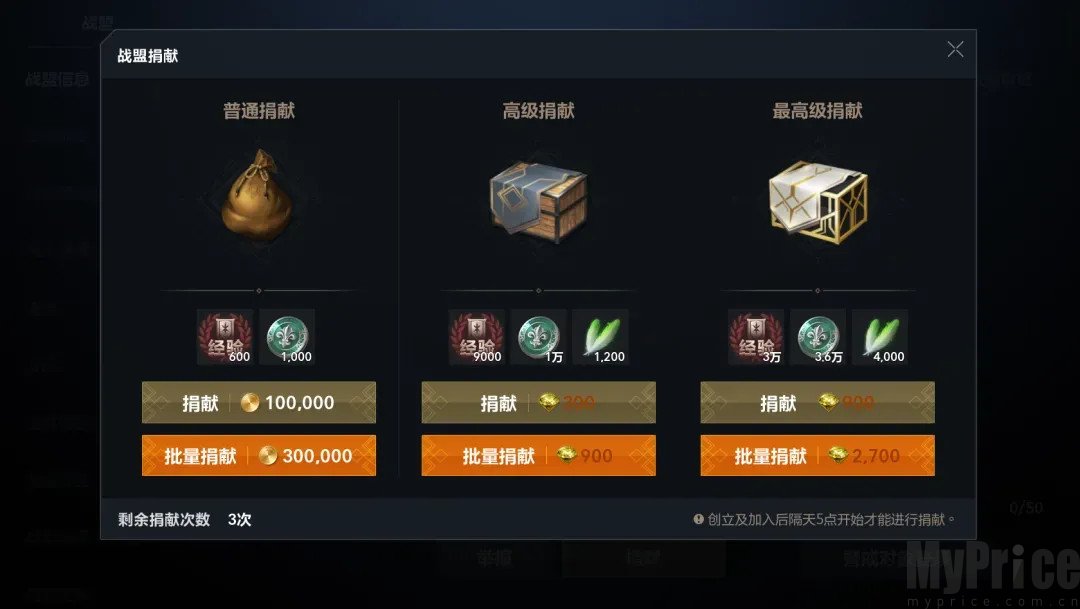 天堂2盟约战盟捐献功能界面