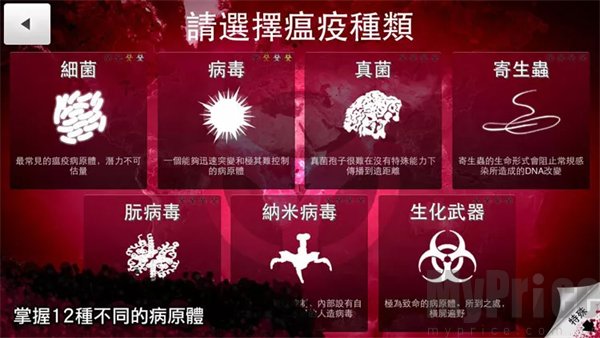 瘟疫公司病原体选择界面截图
