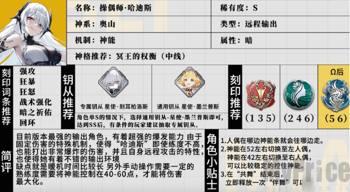 深空之眼操偶师哈迪斯角色面板