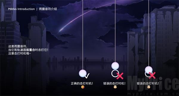 Milthm雨露音符操作示意图