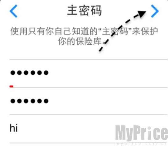 设置主密码页面