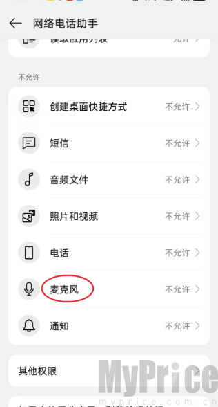麦克风权限选项