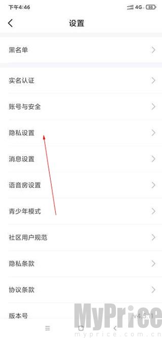 隐私设置选项