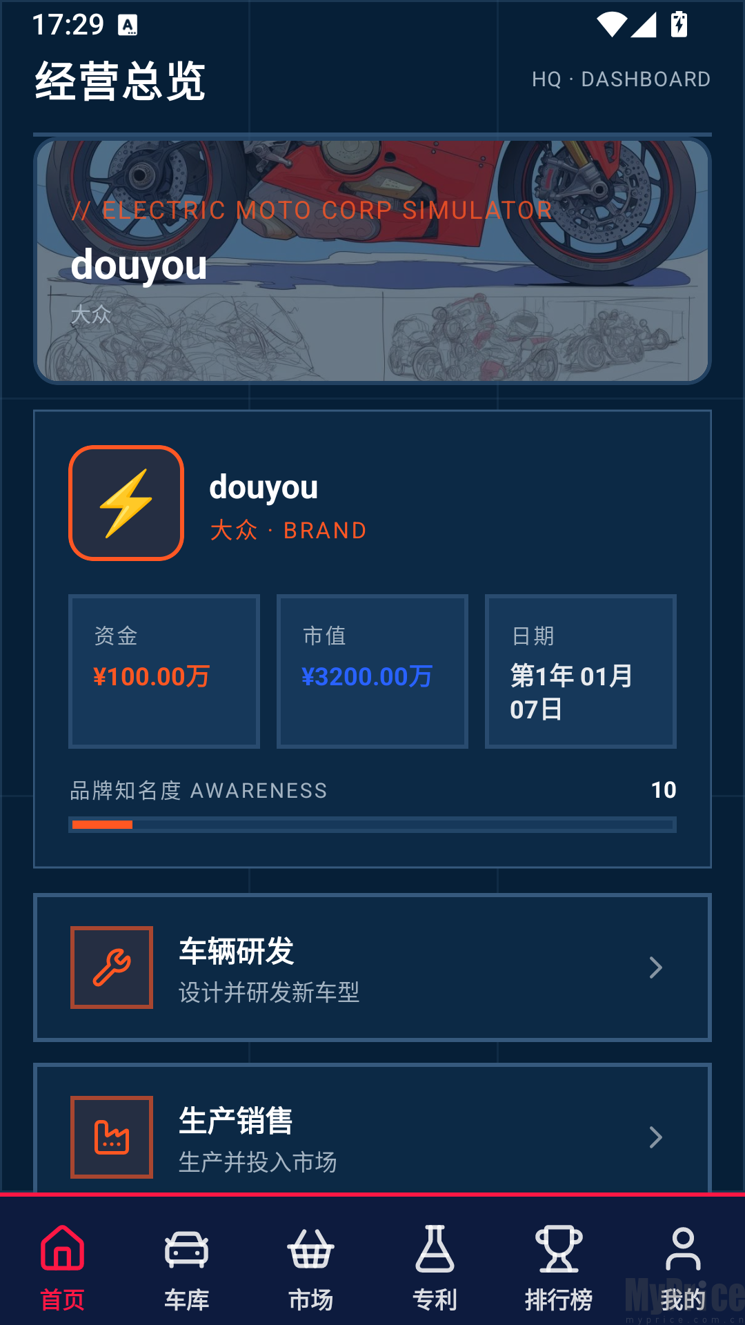 电摩企业经营主界面