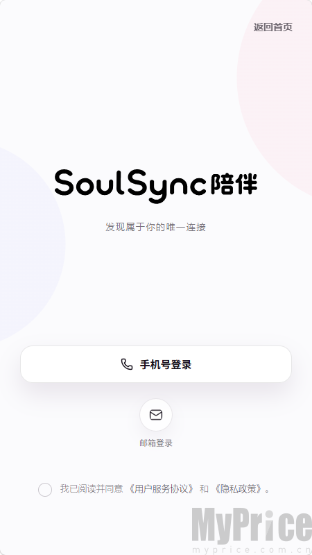 SoulSyncV2登录选项选择页面