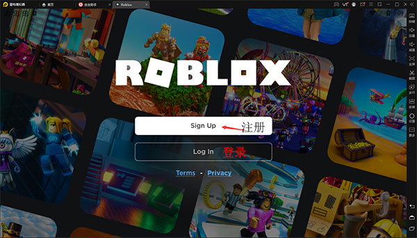 Roblox游戏注册账号页面