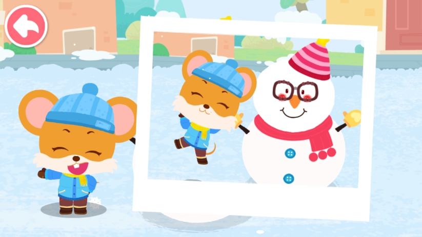 宝宝天气认知app雪人合影功能截图